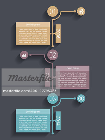 Timeline infographics design template with three elements, vector eps10 illustration