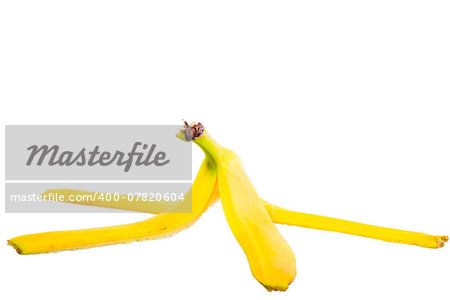 empty skin of a banana on white background