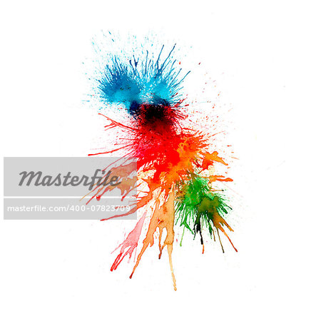 Modern painting - abstract watercolor background - splashes, drops on paper or canvas, vector illustration