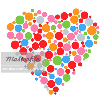 Bright heart in colored peas inside. Vector