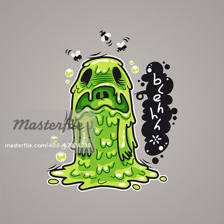 Cartoon Nausea Monster for Humor Design or T-Shirt Print. In the EPS file, each element is grouped separately. Clipping paths included in additional jpg format.