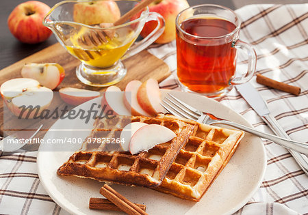 Apple and cinnamon waffles for breakfast