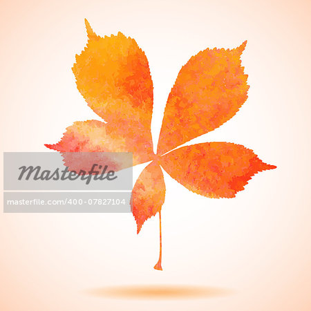 Orange watercolor painted vector chestnut leaf. Also available as a Vector in Adobe illustrator EPS format, compressed in a zip file. The vector version be scaled to any size without loss of quality.