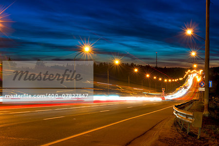 movement of vehicles on the highway at night