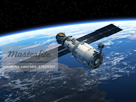 Space Station In Space. Realistic 3D Scene.