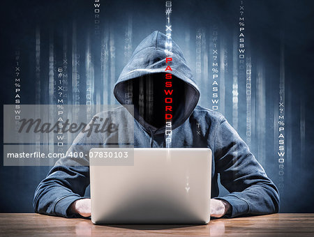 picture of an hacker on a computer