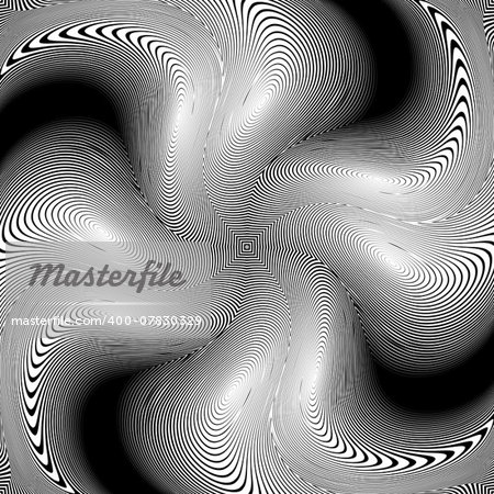 Design monochrome trellis twirl background. Abstract grid textured backdrop. Vector-art illustration. No gradient