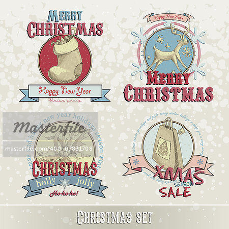 set of Christmas emblems