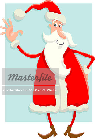 Cartoon Illustration of Funny Flat Design Santa Claus on Christmas