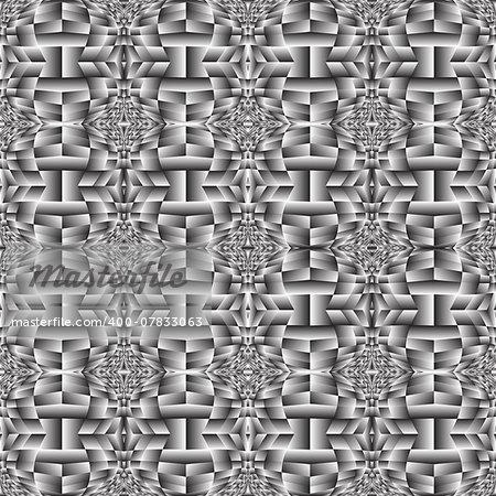 Design seamless monochrome geometric pattern. Abstract metallic textured background. Vector art