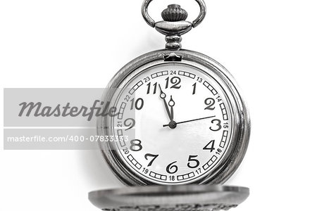 Beautiful photos of vintage watches on a chain. Isolated on white.