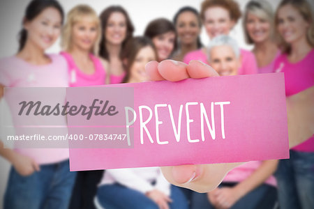 Composite image for breast cancer awareness with text on card