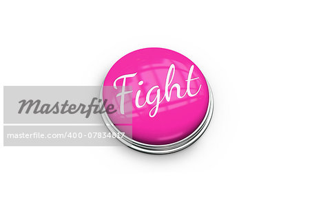Pink button for breast cancer awareness on white background