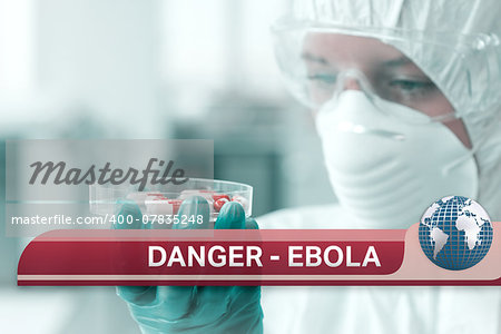 Digital composite of Ebola news flash with medical imagery