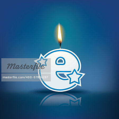 Candle letter e with flame - eps 10 vector illustration