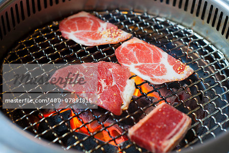 closeup of meat on a grill or barbecue. food background