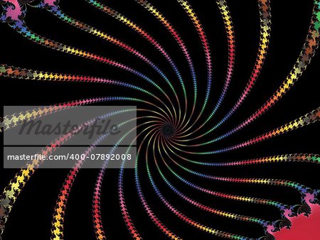 Digital computer graphic - rendering. Patterned fractal spiral in a dark colors for design.