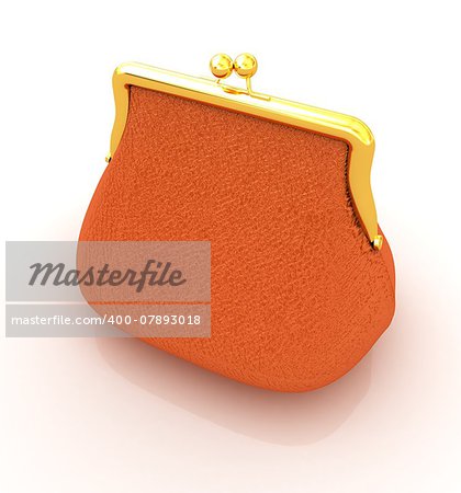 Leather purse on a white background