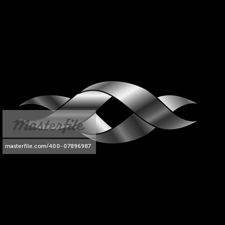 Twisted ribbon- abstract logo or design element in silver