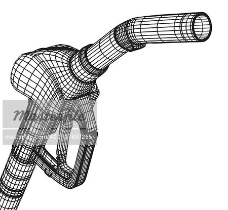 Schematic image of gasoline nozzle industrial pump for refueling car. Vector illustration.