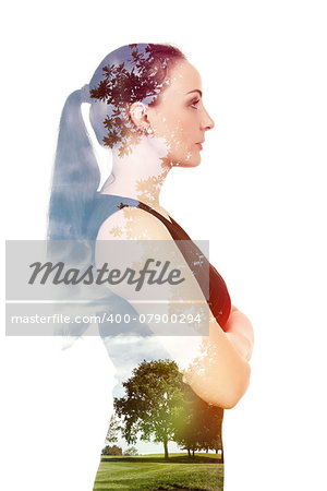 A beautiful woman double exposure with nature