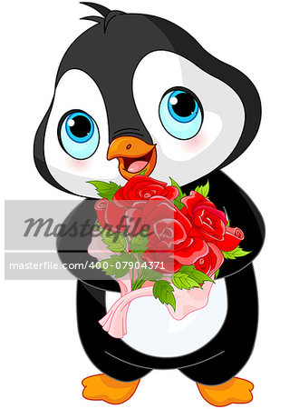 Illustration of Cute Valentine day penguin