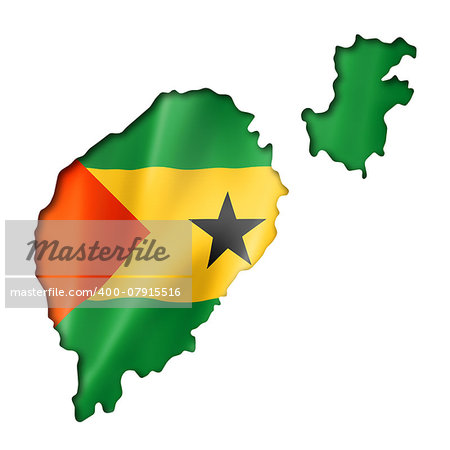 Sao Tome and Principe flag map, three dimensional render, isolated on white background