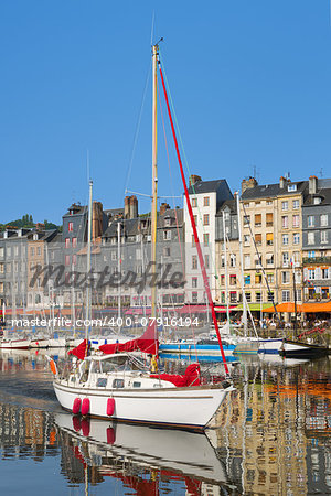The white yacht in the Honfleur harbour