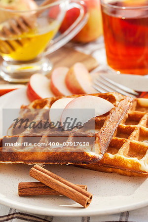Apple and cinnamon waffles for breakfast