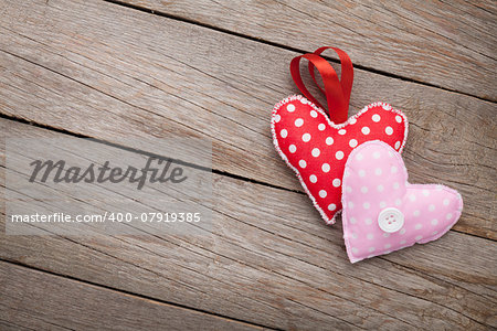 Valentines day background with toy hearts and copy space