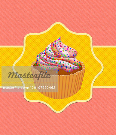 Illustration of cute cup cake card design.