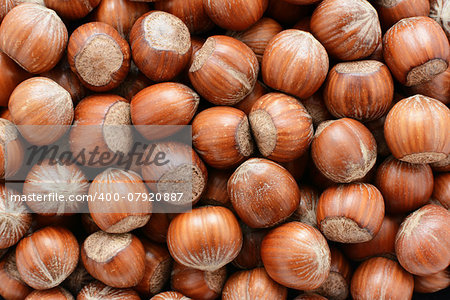 Hazelnuts as an abstract background texture