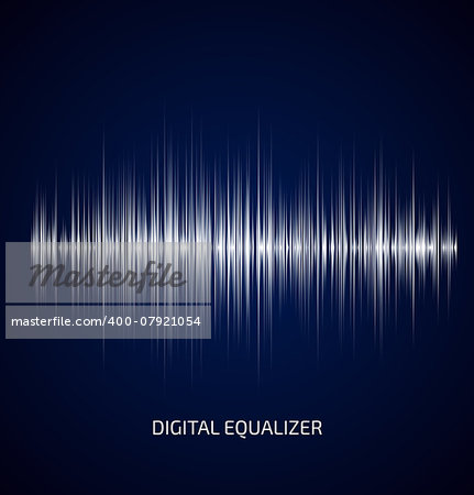 Abstract white music equalizer on dark blue background. Vector illustration