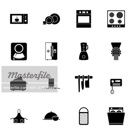 Kitchen silhouettes icons set vector graphic illustration design
