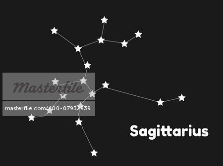 star constellation of sagittarius on black background, vector
