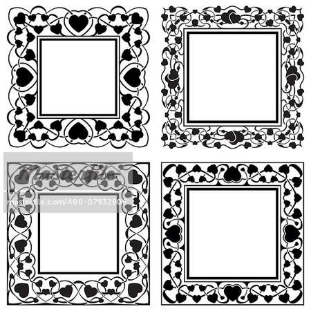 Black frame with ornamental border with hearts