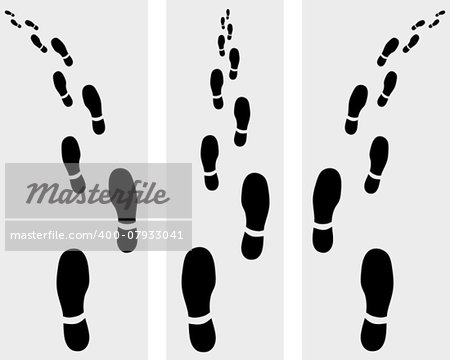 Trail of prints of shoes, vector illustration