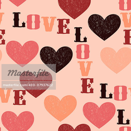 Vector seamless Pattern with hearts, fully editable eps 10 file with clipping mask