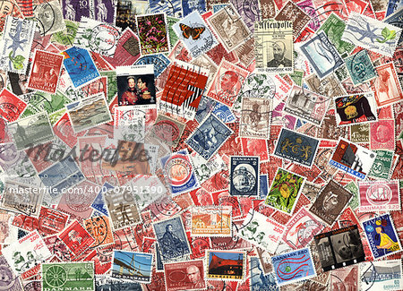 Background of the old postage stamps issued in Denmark