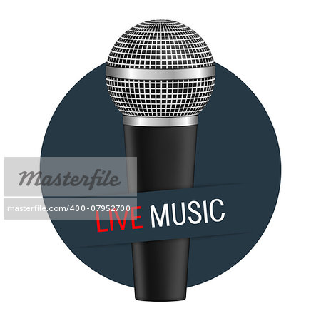 Live music banner with a microphone, vector eps10 illustration