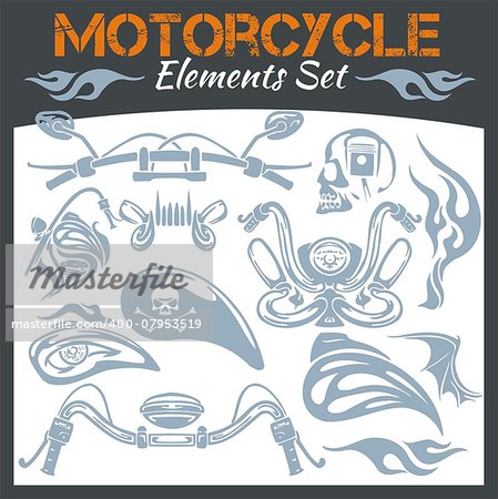 Motorcycle elements for emblem - vector set.