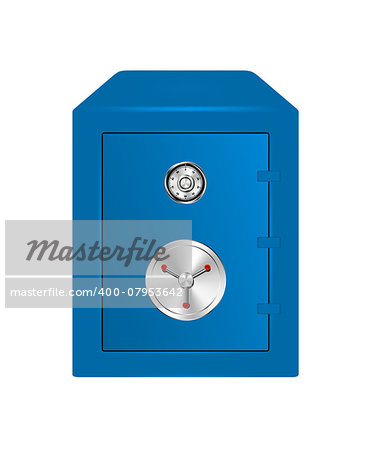 Bank Safe in blue design with combination lock on white background