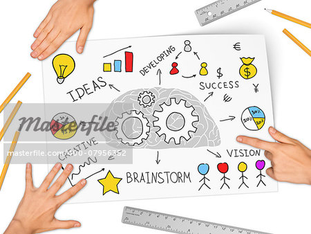 Collage expressing concept of business success, on white background