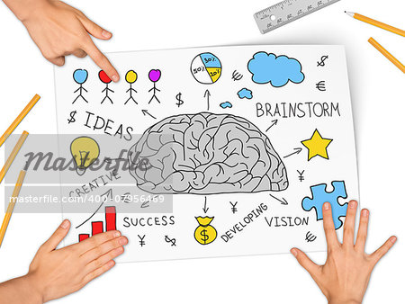 Collage expressing concept of business success, on white background