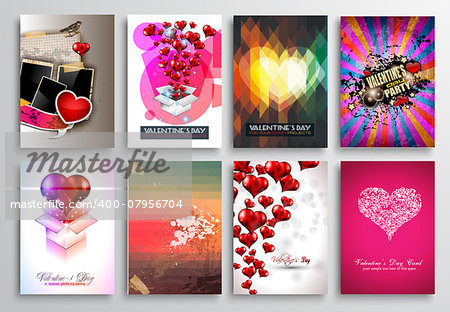 Set of Valentines Flyer Design, Invitation Cards Templates. Brochure Designs, Love Backgrounds. magazine covers or lover affair themed pages.