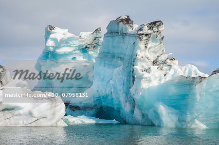 Icebergs on the Jokulsarlon Ice lagoon in summer