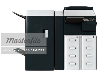 3D digital render of an office printer isolated on white background