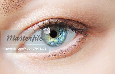 image of human eye, blue and green iris