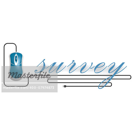 Survey word with computer mouse image with hi-res rendered artwork that could be used for any graphic design.