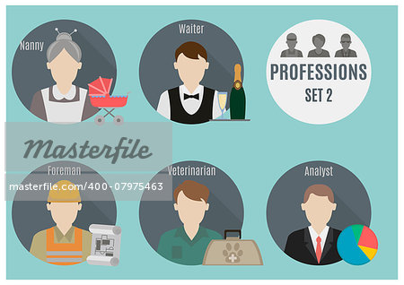 Profession people. Set 2. Flat style icons in circles